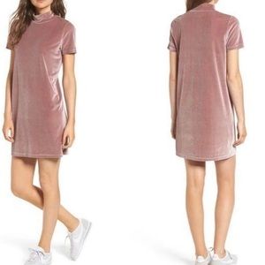 Madewell Frost Mauve Velvet Mockneck Shift Dress S